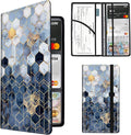Car Registration and Insurance Card Holder, RFID Blocking Leather Auto Car Document Holder,Vehicle Glove Box Driver License Card Document Organizer for Men Women-Geometric Gold Marble