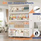 320GAL Extra Large Storage Bins with Lid, 1280QT Collapsible Organizer with Wheels, Stackable Closet Cabinet with Doors, Folding Storage Containers for Home, Office, Kitchen, 4Pack White