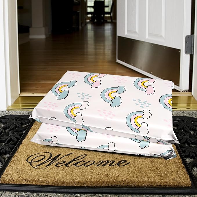 Poly Mailers 10x13 Inch 25 Pcs - Rainbow Printed Shipping Bags, 2.4mil Thickness, Waterproof and Tear Resistant Mailing Envelopes, Self-Sealing Packaging Bags for Small Business