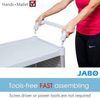 JaboEquip, 3 Shelf Small Medical Cart with Drawer, Hospital Cart Utility Cart 606 lbs Load, JBGS-3K1-1, Off-White (Light Grey) Color
