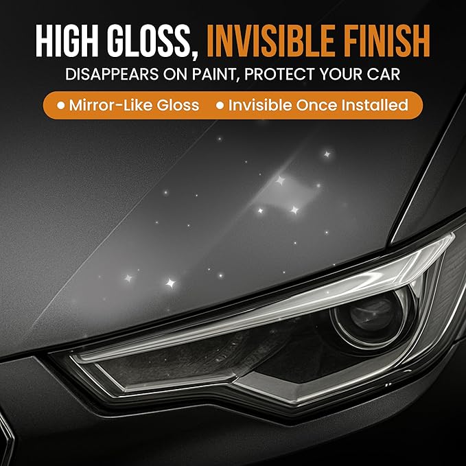 Clear PPF Film for Car – 12" x 50' Roll, 6.5mil TPU Paint Protection Film, High Gloss Paint Shield Against Rubber, Dirt, and Road Debris for Track Day, Road Trips, and DIY Install