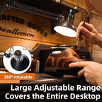 Hypool 2 Pack Desk Lamp w/A19 E26 LED Bulb for Home Office Eye-Caring Metal Extra Tall Swing Arm High Intensity Clamp Flexible Gooseneck Side Table Working Reading Computer Workbench 3000K Warm Light