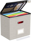 Oterri File Organizer Boxes with Lids, File Box with Mesh Pockets, Document Organizer Box for Letter Size Folders, Zippers Important Document Organizer (Beige, Small-1 Pack Without Folders)