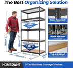 HOMEDANT 5-Tier Laminated Boltless Heavy Duty Metal Shelving Unit Adjustable Garage Storage Utility Rack Shelves Organization Multipurpose Shelf Warehouse Industrial (3, (M) 35.9" W, Black)