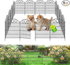 5 Panels No Dig Decorative Garden Fence with Gate – 28" H X 9.8' L Rustproof Metal Dog Fence Outdoor for Yard, Animal Barrier Fence for Pet, Garden Border, Patio, Flower | Temporary Fencing