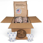 Insulated Thermal Shipping Box 14"x14"x14" with 2 Gel Ice Packs, Pack of 1 - USA-Made Cold Food Shipping Box with Absorb Condensation Thermal-Paper Liner - Frozen Food Shipping Kit by IDL Packaging