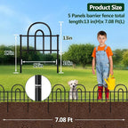 Decorative Garden Fence, 5 Panels No Dig Fence, 7.08 ft(L) x 13 in(H) Animal Barrier for Dogs Rabbits, Rustproof Metal Arched Decorative Garden Fences for Flower Bed, Outdoor, Yard, Patio