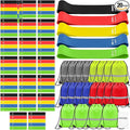 Sratte 120 Pcs Workout Loop Resistance Bands Bulk, Gym Elastic Bands Set for Fitness Sport Class Students Members Gift Physical, 5 Pieces Each Set, with Large Drawstring Backpack Bags