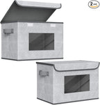 Univivi Larger Fabric Collapsible Storage Bins, Foldable Storage Boxes with Lids, Storage Cube Organizer Basket for Home, Closet, Bedroom(Gray, 17“ x 12” x 12")