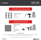 ClosetMaid MaxLoad Heavy Duty Wall Shelf Kit for Garage, 3 Shelves, Adjustable ShelfTrack Wire Shelving, Black Finish