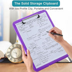 10 Pieces Clipboard with Storage Plastic Storage Clipboard Nursing Clip Board Foldable Clip Board with Low Profile Clip for Home Office School, Size 9.5 x 13.5 Inch(Bright Color)