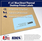 4" X 6" Direct Thermal Perforated Stickers Labels for Shipping Labels, Inventory, and Color Coding - Compatible with Zebra, Rollo, Godex and More (Blue, 24 Rolls)