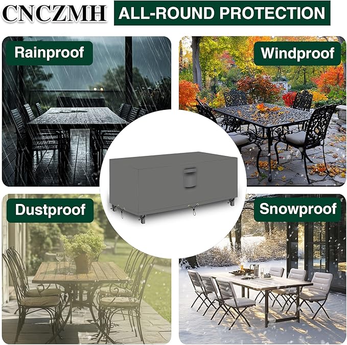 Heavy Duty Patio Furniture Covers Waterproof, 600D Outdoor Furniture Cover Waterproof for Sectional Sofa Couch, Outdoor Dining Table and Chair Set Covers 96''L x 64''W x 32''H, Grey