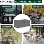 Heavy Duty Patio Furniture Covers Waterproof, 600D Outdoor Furniture Cover Waterproof for Sectional Sofa Couch, Outdoor Dining Table and Chair Set Covers 90''L x 64''W x 28''H, Grey