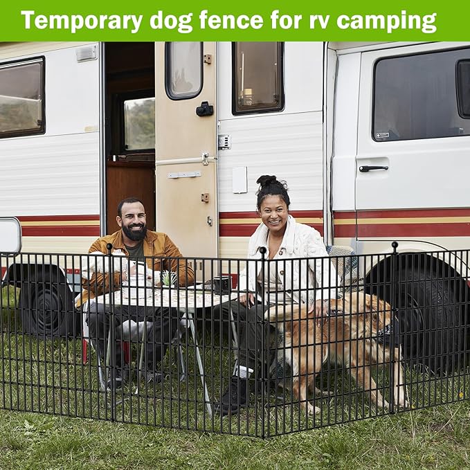 4 Panels No Dig Decorative Outdoor Garden Fence for Yard, 48 in(H) X 10.5 ft(L) Animal Barrier Fencing Rustproof Metal Wire Panel Border for Dog, Rabbits, and Patio Temporary Ground Stakes