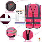 A-SAFETY High Visibility Mesh Safety Reflective Vest with Pockets and Zipper,Hi Viz Work Vest for Men Women (Pink Mesh S)
