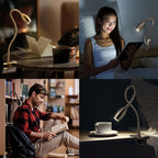 O'Bright Lumos - Versatile Clip-on Lamp: Zoomable Spotlight, Dimmable LED, Flexible Gooseneck, 4000K Light, 100% Metal Clamp - Ideal for Reading, Crafting, Work, and Headboards, Brushed Nickel