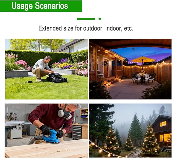 Outdoor Extension Cord 50ft, White Waterproof Extension Cord 16 Gauge 2 Prong Power Cable, 50ft Heavy Duty Power Cord for Yard, Garden,Lights(13A 125V)
