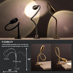 O'Bright Lumos - Versatile Clip-on Lamp: Zoomable Spotlight, Dimmable LED, Flexible Gooseneck, 4000K Light, 100% Metal Clamp - Ideal for Reading, Crafting, Work, and Headboards, Antique Brass