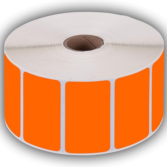 2.25" X 1.25" Direct Thermal Perforated Stickers Labels for Barcodes, Address, Consignment - Compatible with Zebra, Rollo, Godex and More (Orange, 12 Rolls)