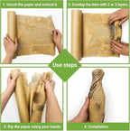 Dish Packing Kit Moving Supplies 15" x660' Honeycomb Wrapping Paper, Large Recyclable Expandable Bubble Cushion Wrap Roll Packing Material for Fragile Items Breakables Plate Glassware Bottle, 80GSM
