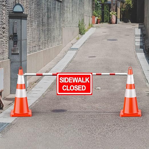 RoadHero 10 Pack 4 FT to 6.9 FT Retractable Cone Bar, Expandable Traffic Cone Bars for Parking Lots, Extendable Barricade for Road Construction, White and Red, Cone Not Included