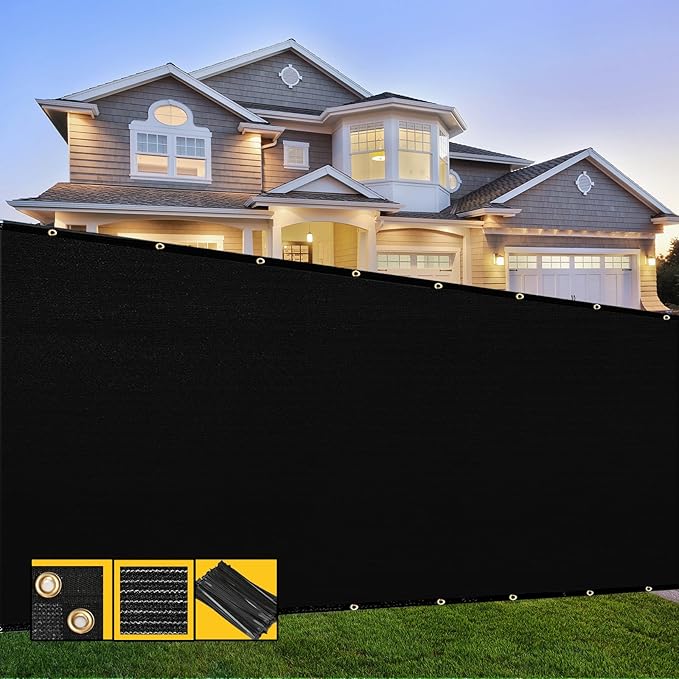 Customized 4' x 217' Black Fence Privacy Screen,with Bindings & Grommets,Heavy Duty for Gardens Backyard Patio Tennis Court Pool Construction Project Outdoor Events,We Make Custom Sizes