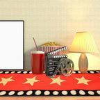 2 Pcs 13 x 72 Inch Movie Night Table Runner with Gold Star Design - Red Carpet Decoration for Birthday Party Supplies（red）