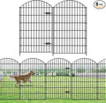 Metal Garden Fence with Gate 48in (H) x 20.3ft (L), 1 Gate+ 7 Panels Dog Fences Border Fence Animal Barrier, No Dig Garden Fencing for Yard Flower Bed Lawn Patio Outdoor, ECG4808G, Black