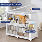 150GAL Storage Bins with Lid and Wheels, Stackable Closet Organizers and Storage Drawer, Collapsible Storages Box with Dividers, Foldable Plastic Cabinet for Room, Kitchen, 3 Pack White