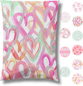6x9 Designer Poly Mailer 100 Pack Heavy Duty Waterproof Self Seal Shipping Bags for Small Business Large Mailing Envelopes Bulk Tear Resistant Cute Packaging Happy Hearts