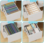 Aobabo 2 Drawer File Cabinet with Wheels, Lockable Metal Filing Cabinet with Business Card Slot for Legal/Letter Size Home Office, Required Assembled,White