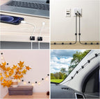 100 PCS Adhesive Cable Clips Black (Small & Large), Upgraded Wire Holder for Wall Cord Organizer Cable Management Under Desk, Outdoor Light Clips Hooks for LED, Car Dash Cam, HDMI, Extension Cord