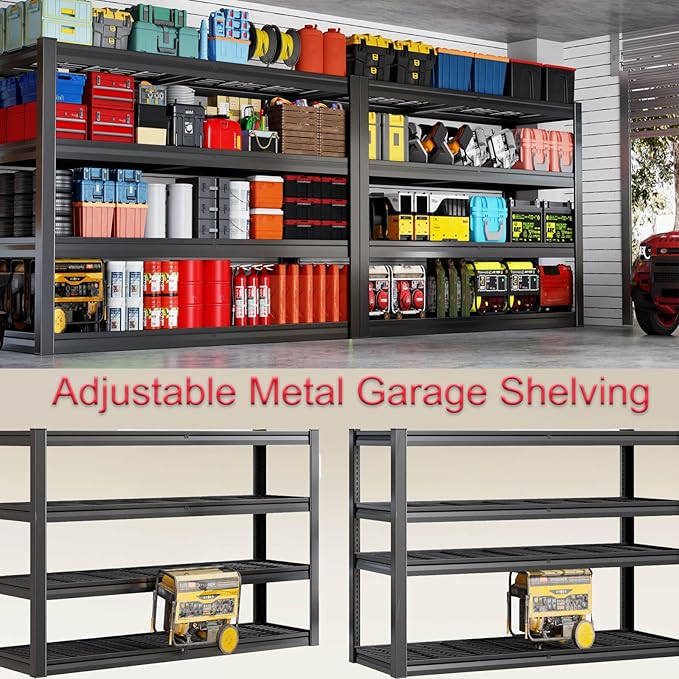 65" Wide Heavy Duty Garage Shelving Units, 6-Tier Deep Storage Shelves,Black Metal Garage Shelves,Steel Shelf,Large Storage Rack,Industrial Shelving for Shop, 65" W x 24" D x84 H