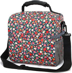 FlowFly Double Layer Cooler Insulated Lunch Bag Adult Lunch Box Large Tote Bag for Men, Women, With Adjustable Strap,Front Pocket and Dual Large Mesh Side Pockets