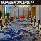 6PCS Black Gold Stanchions, Stanchions and Velvet Ropes 4PCS, Crowd Control Barriers, Black Poles for Red Carpet Suitable for Theaters, Party, Exhibition Center, Ticket Office