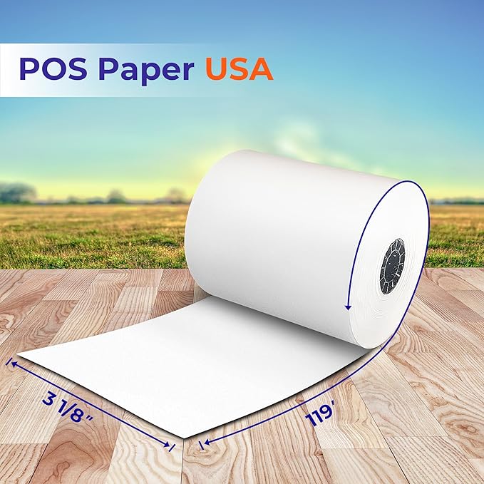 3 1/8" x 119' Thermal Paper (50 Rolls/Case) - BPA Free