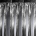 3 Pack 3.3 x 8.2 ft Matte Black Foil Fringe Backdrop Curtains,Gray Tinsel Streamers Party Decorations, Fringe Backdrop, Door Shimmer for New Years, Halloween, Black Theme Party