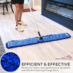 KLEEN HANDLER 48 Inch Microfiber Dust Mop, X-Large Washable Commercial, Sweeper, Janitorial Head Replacement, Push Mop Broom, Blue