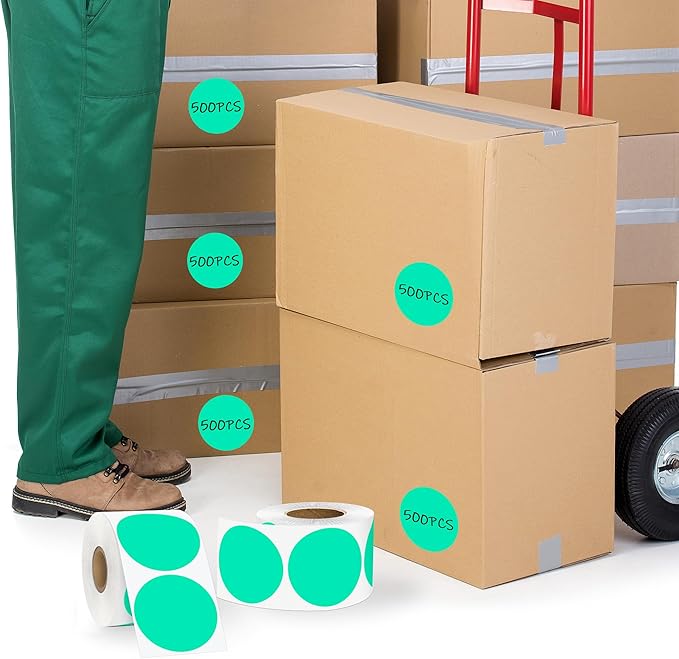 2 Inch Aqua Circle Stickers 500 Pcs,Permanent Color Coding Dots for Office,Home Organization, File Classification,Multipurpose Labels