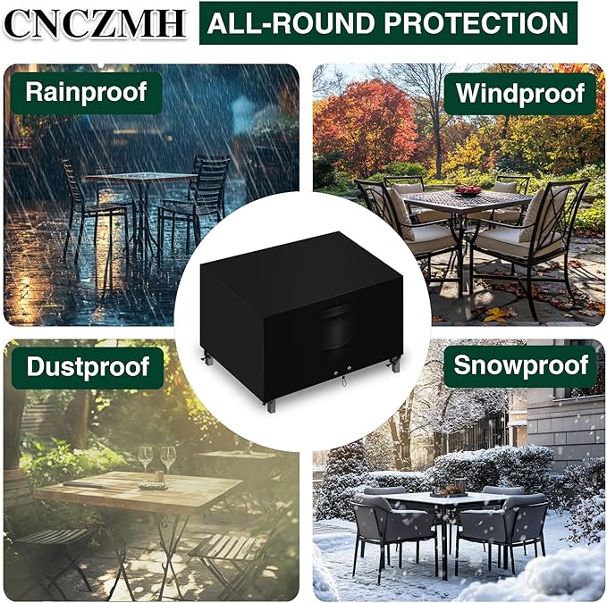 Heavy Duty Patio Furniture Covers Waterproof, 600D Outdoor Furniture Cover Waterproof for Sectional Sofa Couch, Outdoor Dining Table and Chair Set Covers 68''L x 38''W x 28''H, Black