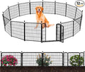 ADAVIN 32 in(H) Garden Fence with Low Threshold Door, 12 Panels Total 26.6 Ft(L) Tall Yard Fence for Dogs, Garden Fences Border, Black Iron Metal Heavy Duty Dog Fencing for Yard or Camping