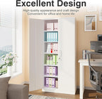 White Metal Storage Cabinet with 2 Doors and 6 Shelves,71" Tall Metal Cabinet with Lock,Lockable Garage Storage Cabinets,Locking File Cabinet,Steel Tool Cabinets for Home,Office,Garage,Shop