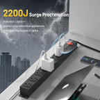 KF 8 Outlet Heavy Duty Power Strip Surge Protector, 2100J Surge Protection Black Power Strip, 15A/1875W Mountable Power Strips, 14AWG 6FT Extension Cord, Black(8FT-2100J)