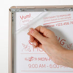 M&T Displays Curved Menu Board, 11x17 Pedestal Sign Holder Pale Rose Floor Standing Aluminum Front Loading Easy Open Poster Message Advertisement Holder For Restaurant Cafe Hotel