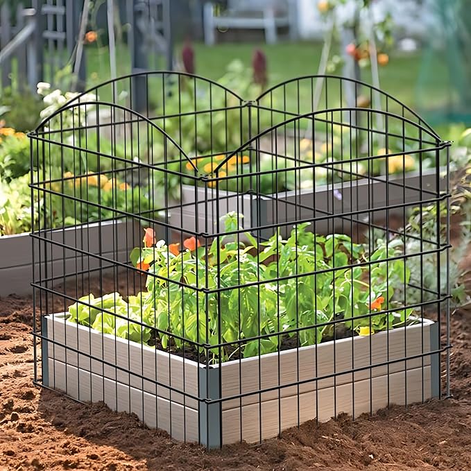 Metal Garden Fence 32 inch H x 28 inch W (10 Panels, Total Length 23 ft) No Need Dig Outdoor Rustproof Animal Barrier Fencing Border Fence for Dog, Patio,Yard, Landscape, Flower Bed