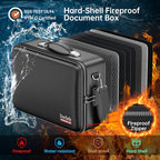 DocSafe Fireproof Document Box with Lock＆Shoulder Strap, Hard-Shell Case File Organizer with Accordion File Folder, Multi-Layer Portable Home Office Travel Safe Storage for Important Documents Laptop