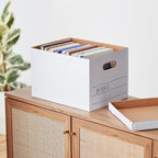Amazon Basics Medium Duty Storage/Filing Boxes With Lid and Handles, Legal/Letter Size, 12-Pack, White, 16.2" L x 12.5" W x 10.5" H