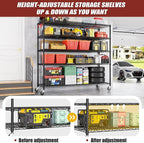 PrimeZone 5 Tier 80.7" Hx55.5 Wx24 D Wire Shelving with Wheels 3000lbs NSF Certified Storage Shelves Heavy Duty Metal Shelf Adjustable Rolling Rack Commercial Garage Restaurant Warehouse Kitchen 2Pcs