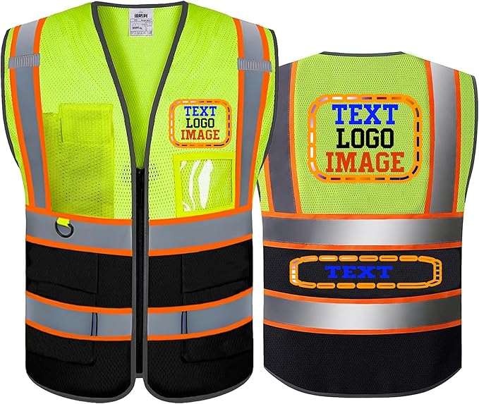 Personalized High Visibility Reflective Safety Vest Custom Your Text Protective Workwear Outdoor Work Vest